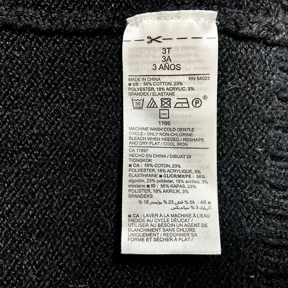 Old Navy Sweater Black‎ White Fair Isle Geometric Knit Toddler 3T
